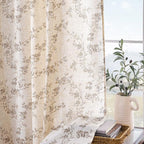 "Lazzzy Farmhouse Polyester blended Curtains Taupe Floral Curtains 96 Inch - Image 8