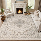 Area Rugs 10x12 Living Room Rug: Washable Rug Soft Vintage Distressed Floral by EXPEDIX