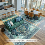 Area Rugs 5'x7' Washable Non-Slip, Floral Vintage Distress Print Pattern - Image 4