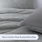 Berkshire Heathered Retro Comfort Plush rev Microfiber Comforter Set - Ultra-Soft & Breathable All-Season Bedding - 3-Piece Includes 1 Comforter (90’’×104’’) and 2 Pillow Shams(King, Edgecomb Grey)