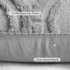 decorUhome Throw Pillow Covers 20x20 Inch Set of 2, Soft Plush Faux Wool Grey - Image 6