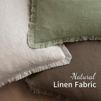 MIULEE Decorative Throw Pillow Covers Neutral Linen Fringe Throw Pillows Euro - Image 4
