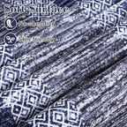 Washable 2.5x10 Kitchen Runner Navy Blue Rug, Easy Clean Geometri Rugs - Image 3