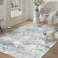 Blue 3x5 Area Rug Washable Abstract Office Carpet Modern Neutral Non Slip by PureCozy