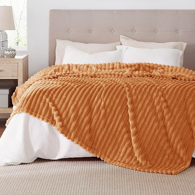 Bedsure GentleSoft Orange California King Size Blanket - Image 8