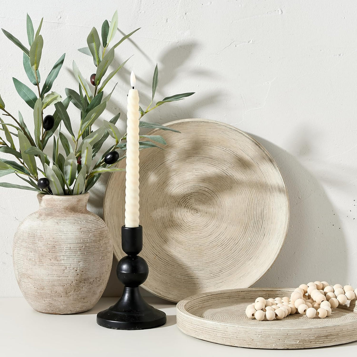 Vanselia Decorative Table Tray Round Trays Home Decor Cement (11.8" Rustic)