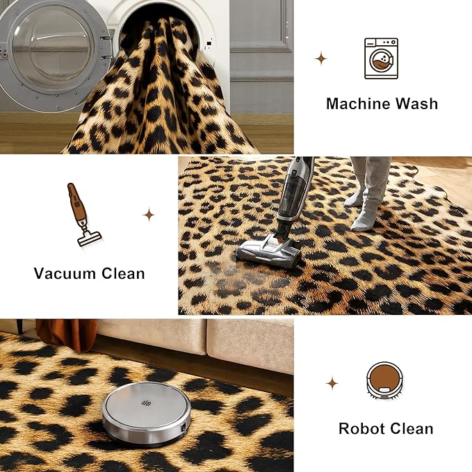 AROGAN 5.2 x 6.2 Ft Faux Leopard Rug, Premium Animal Skin Cheetah Hide Rug - Image 7