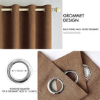 MIULEE Linen Curtains for Bedroom 100% Blackout Thermal Insulated Brown Grommet - Image 4