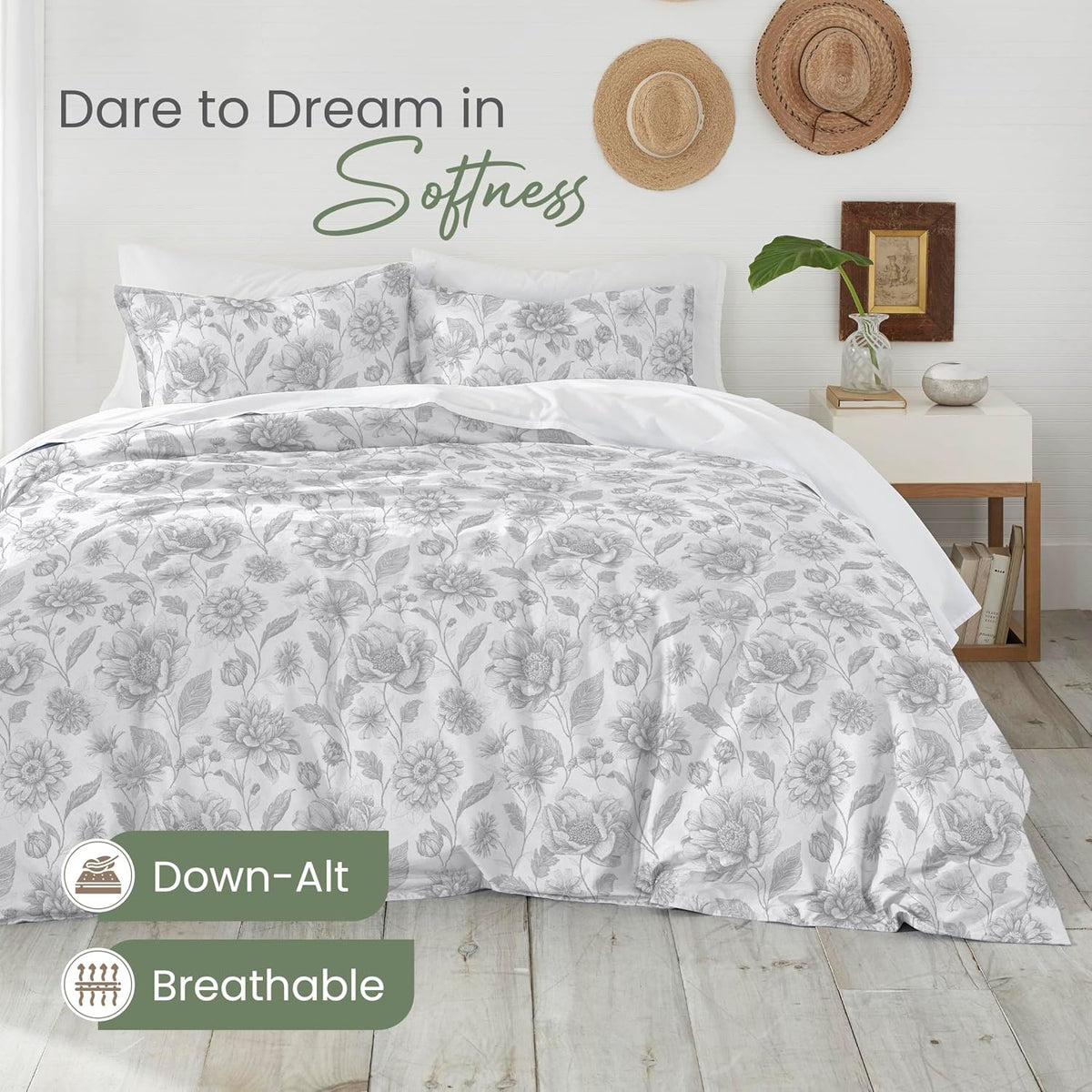 Martex EcoPure Comfort Wash Print Comforter Set, Twin, Meadow Walk