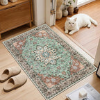 2x3 Area Rugs Living Room Rug: Washable Vintage Distressed Floral Rug No Slip - Image 2