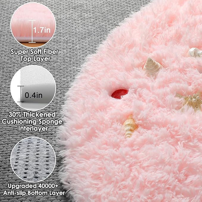 ONASAR Light Pink Round Area Rugs 3ft - Image 2