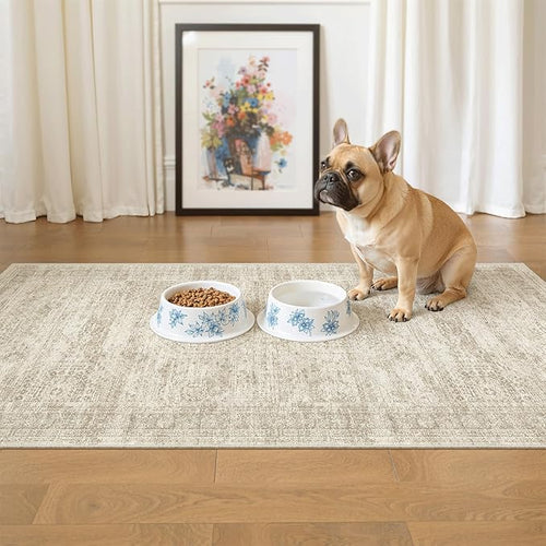 2x4 Washable Rugs for Kitchen, Powder Room Small Area Rug Non-Slip Vintage Low - Image 2