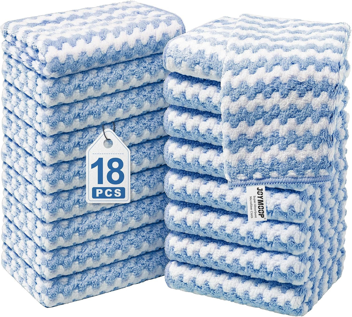 JOYMOOP Microfiber Cleaning Cloth, 18 Piece Set, Small, Blue