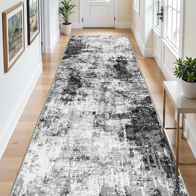 3x12 Washable Runner Rugs for Hallway: Long Abstract Runners for Entryway by WIEVEDENS