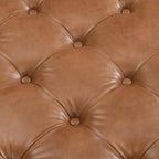 Christopher Knight Home Yorick Modern Square Faux Leather Upholstered Living Room Cocktail Ottoman/Coffee Table, Rubberwood Frame, Tufted Top, Large Sofa Footstool, Multi-Functional, Brown+Walnut