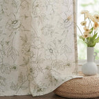 jinchan Floral Linen Curtains for Living Room 96 Inch Length Green Flower - Image 7