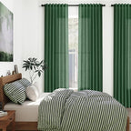 Green Semi Sheer Curtains 120 Inches Long 2 Panels Set Back Tab Loop Pocket - Image 7