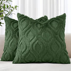 decorUhome Throw Pillow Covers 18x18 Inch Set of 2, Soft Plush Faux Wool Forest by decorUhome