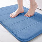 Yimobra Memory Foam Bath Mat, Super Soft Absorbent Bathroom Rug Non Slip, Quick Dry, Machine Washable Floor Carpet for Tub Shower, Home Decor Accessories, 24x17, Blue