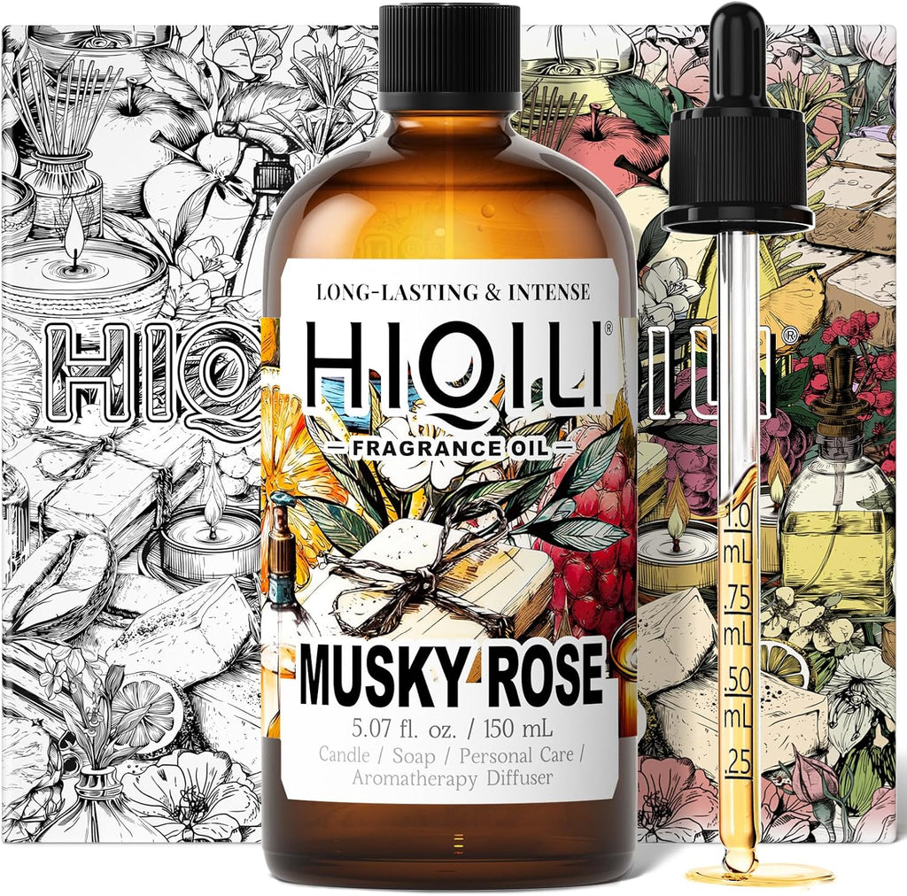 HIQILI Musky Rose Fragrance Oil for Diffuser, Candle & Perfume