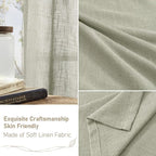 LAMIT Sage Grey Linen Boho Curtains 78 inch Length 2 Panels, Light Filtering - Image 6