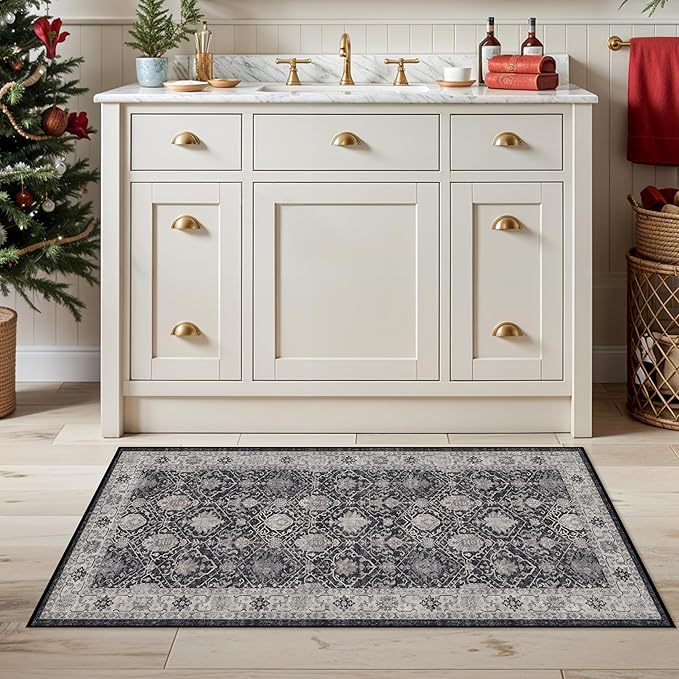 Entryway 2x4 Washable Area Rug: Oriental Stain Resistant Kitchen Runner Rugs - Image 3