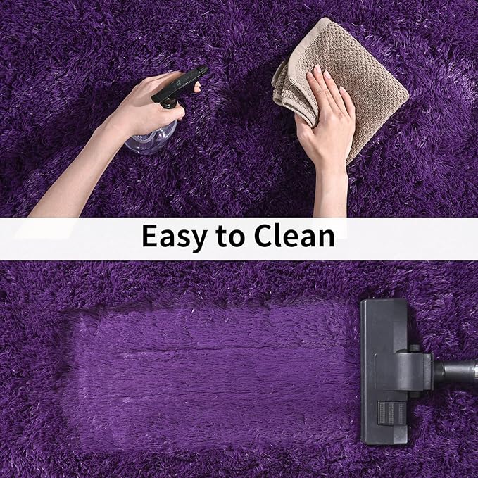 Soft Runner Rugs for Bedroom Hallways, 2x4 Purple Fluffy Shag Throw Area Rug - Image 5
