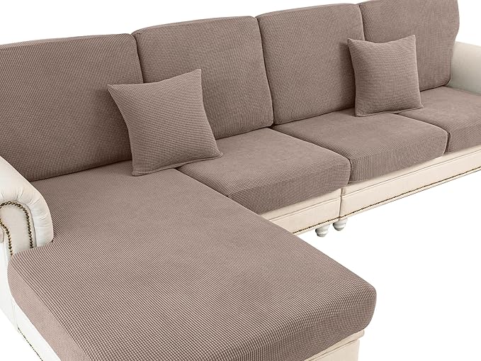 Couch Cushion Covers for Sectional Sofa L Shape Washable Separate Seat Chaise by LA+MEACK
