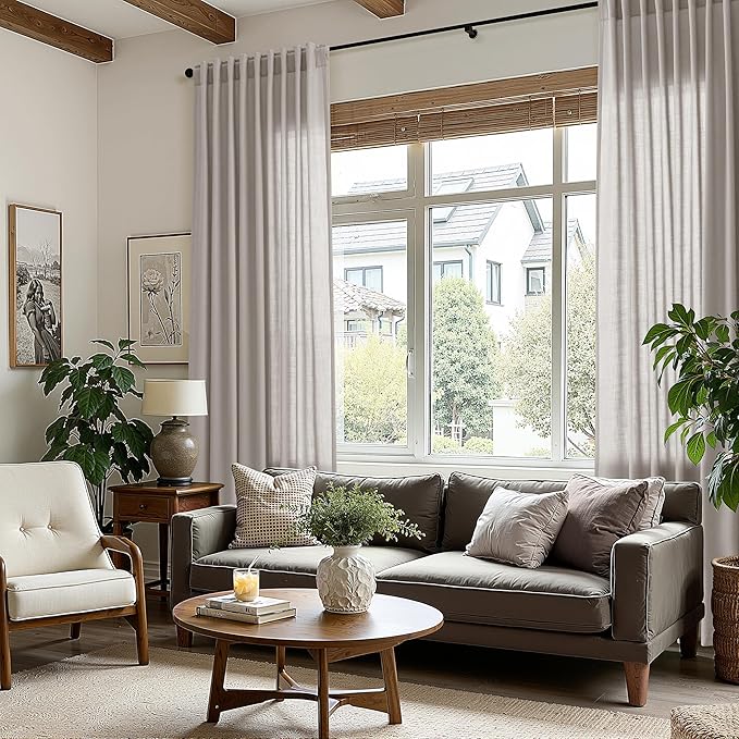 Stone Grey Linen Curtains 112 Inches Long - Image 8