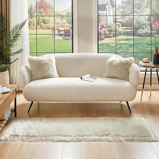 AMTOVO Faux Fur Rug, Light Grey Ultra Soft Fluffy Shag Sheepskin Rug, 2 x 6 ft - Image 4