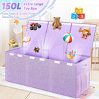 Extra Large Toy Box, Collapsible Toy Storage Organizer, 40"x16"x16", Purple