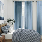 Nanspring Blue Semi Sheer Linen Curtains 84 inch Length - Image 2
