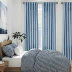 Nanspring Dusty Blue Linen Back Tab Curtains 94 Inch Length - Image 2