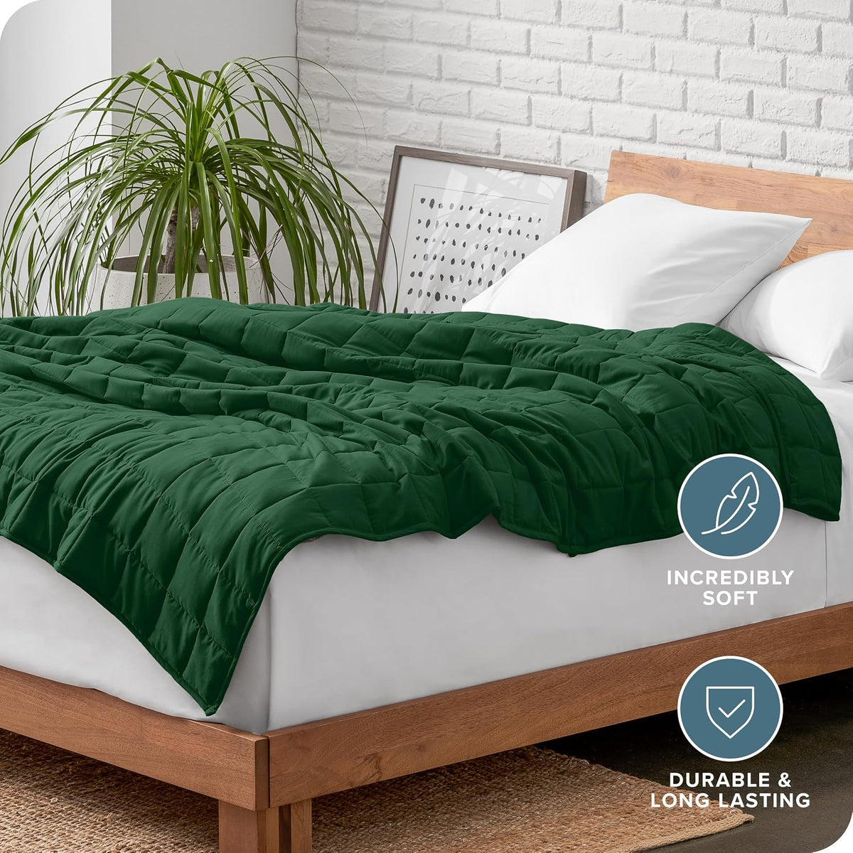 Bare Home Cotton Weighted Blanket (Forest Green, 40"x60" 7lbs)