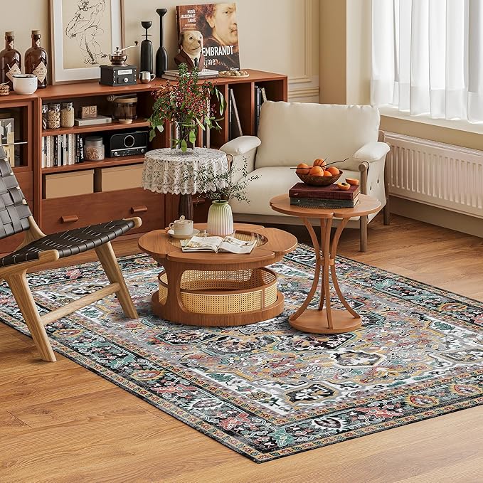 Washable Area Rug 4' x 6' Vintage Traditional Persian Mat - Image 2