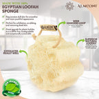 ALMOONI Mini Natural Loofah Sponge, Egyptian Shower Sponge, 3 Count