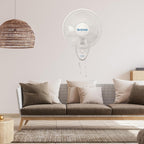 Hurricane Supreme Oscillating Wall Fan, 3 Speeds, White - 16in