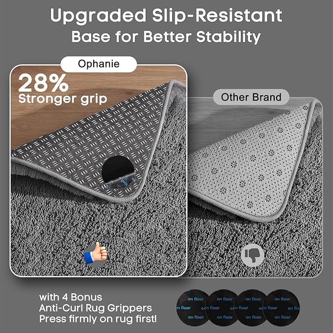 Ophanie Runner Rug for Hallway, 2x6 Upgrade Non-Slip Fluffy Soft Bedside Rugs - Image 4