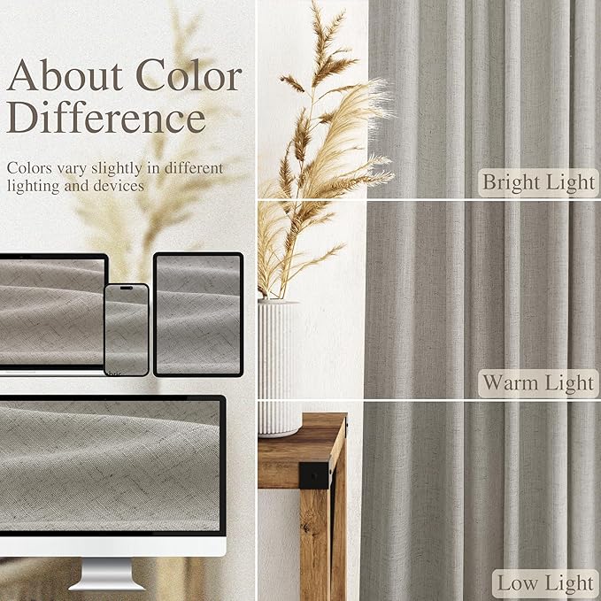 Silver Grey Linen Curtains 120 Inch Extra Long - Image 3
