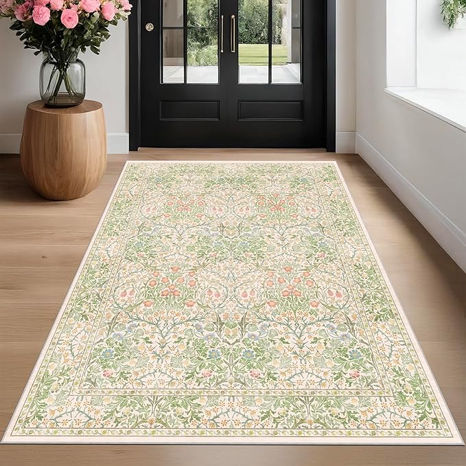 Beige Green 4x6 Washable Area Rug - Image 3