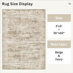 3x5 Rug, Small Area for Kitchen, Machine Washable Non-Slip Throw Rug, Vintage - Image 5