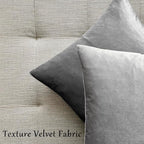 GIGIZAZA Big Velvet Pillow Covers 26x26 Silver Grey Pack of 2 Square Modern - Image 6