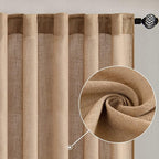 MIULEE Light Brown Linen Curtains 84 Inch Length 2 Panels - Image 2