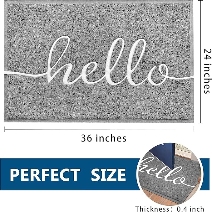 EARTHALL Door Mat Outside Inside Hello Doormat, Durable Floor Mat Non Slip Mat - Image 2
