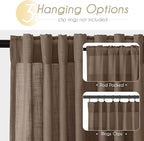 Chocolate Brown Linen Curtain 63 inch Length 2 Panels Set Back Tab Light - Image 2