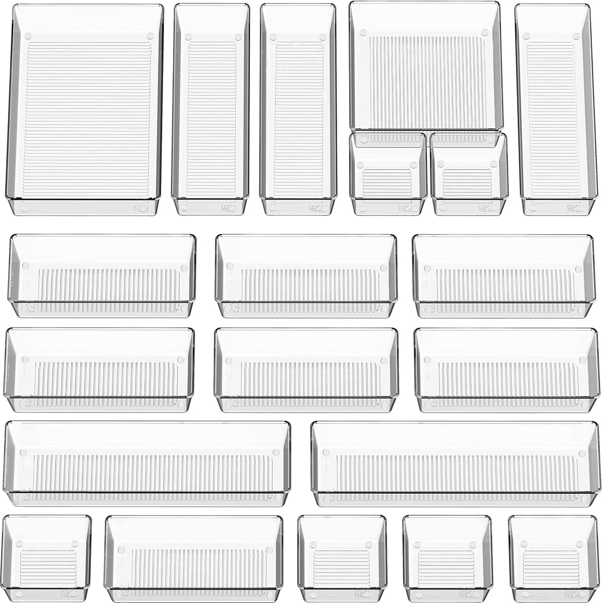 Simple Houseware 20 PCS Clear Plastic Drawer Organizers Set, 5-Size