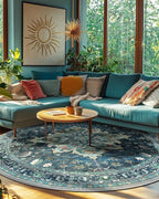 Area Rugs 6ft Washable Non-Slip, Floral Vintage Distress Print Pattern - Image 2