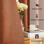 Yakamok Burnt Orange Linen Curtains 100% Blackout 90 Inches Long, Room - Image 5