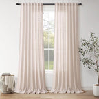 Nanspring Natural White Linen Curtains 102 Inches Long by Nanspring