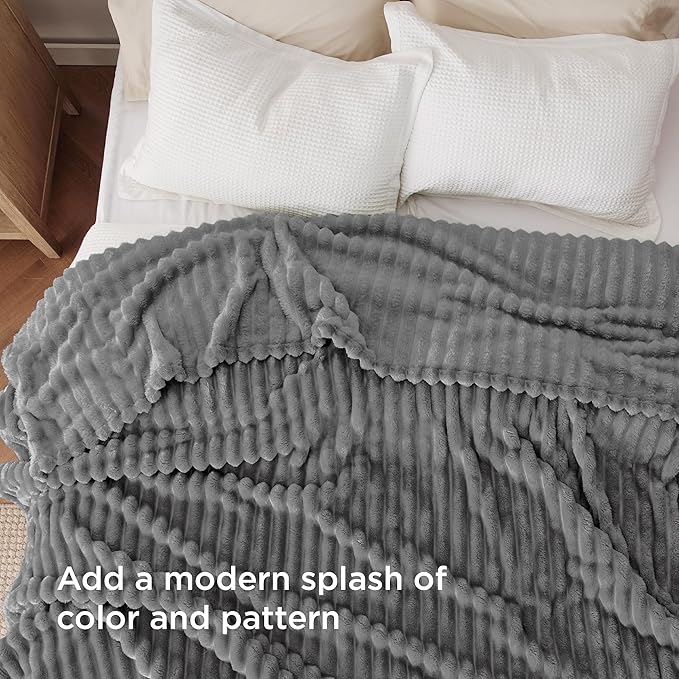 Bedsure GentleSoft Frost Gray Full Blanket - Image 3